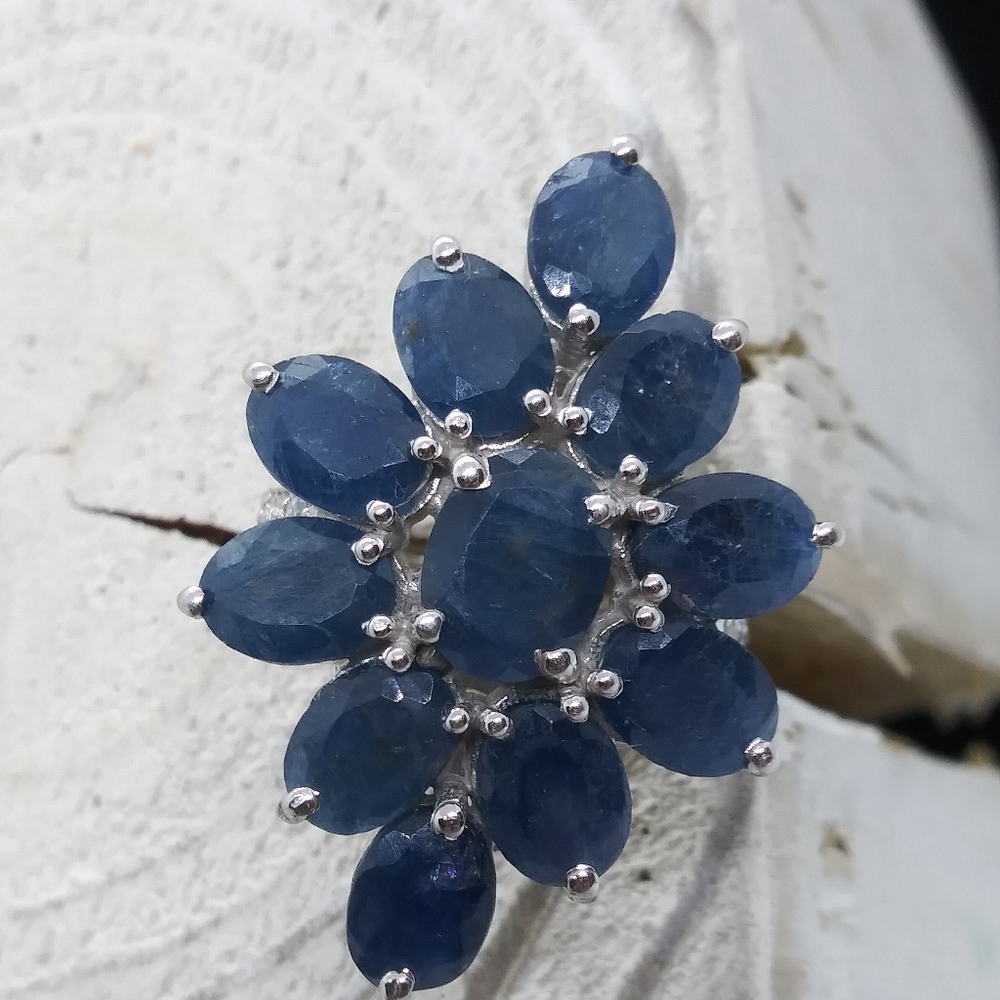 Genuine Raw Sapphire 8.45ct Cocktail Ring Sz 5 - Picture 2 of 13